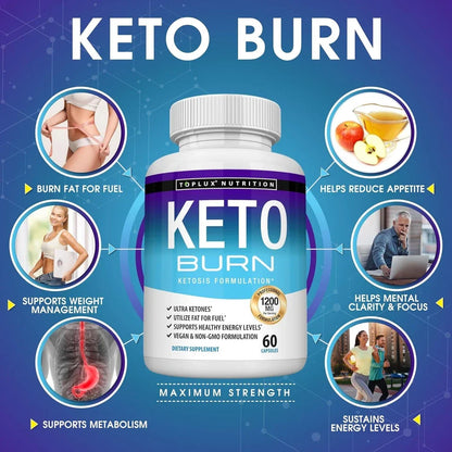 Toplux Keto Burn Pills Ketosis Weight Loss - 1200 Mg Ultra Advanced Natural